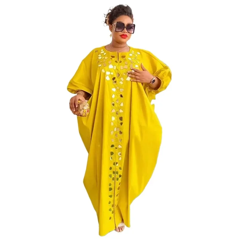 

2024 Plus Size African Dresses for Women Summer Kaftan Long Sleeve Polyester Long Maxi Dress Gowns Muslim Fashion Abaya Outfits