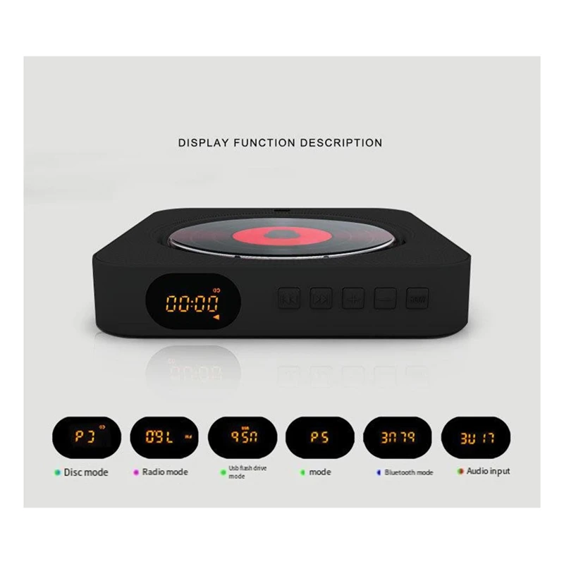 

Портативный CD-плеер, Bluetooth-динамик, стерео светодиодный экран, настенное крепление, CD-плеер с кронштейном, FM-радио