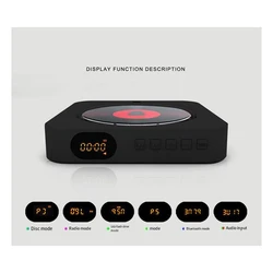 Portable CD Player Bluetooth Speaker Stereo LED Screen Wall Mount CD Music Player With Bracket FM Radio