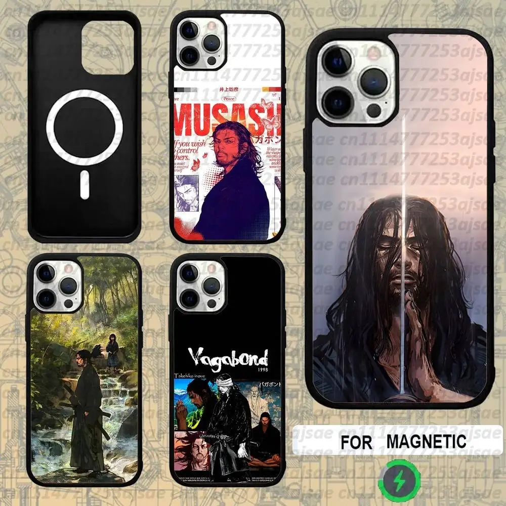 Anime V-Vagabond-es Samurai For Magsafe Wireless Charger Case For iPhone 18,15,16,17,13,14,11,12,Pro,Max,Plus,E,Air,Mini