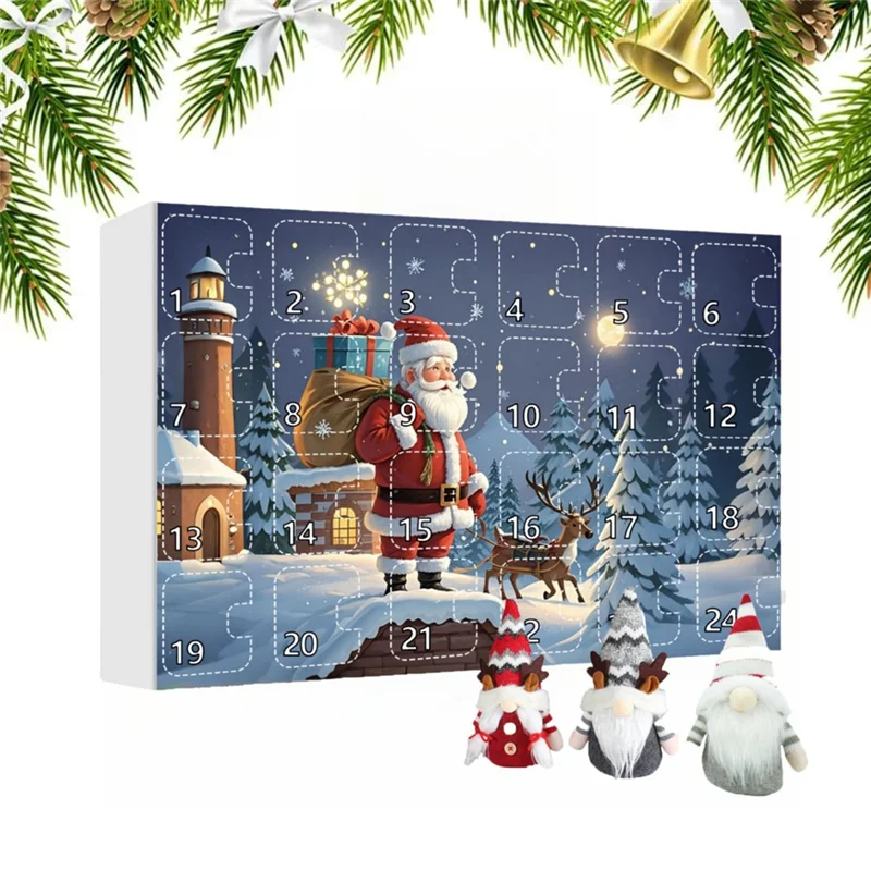 

KB-2024 Christmas Gnome Adventcalendar, 2024 Christmas Countdown Calendar With Collectible Gnome Plush Dolls Toy