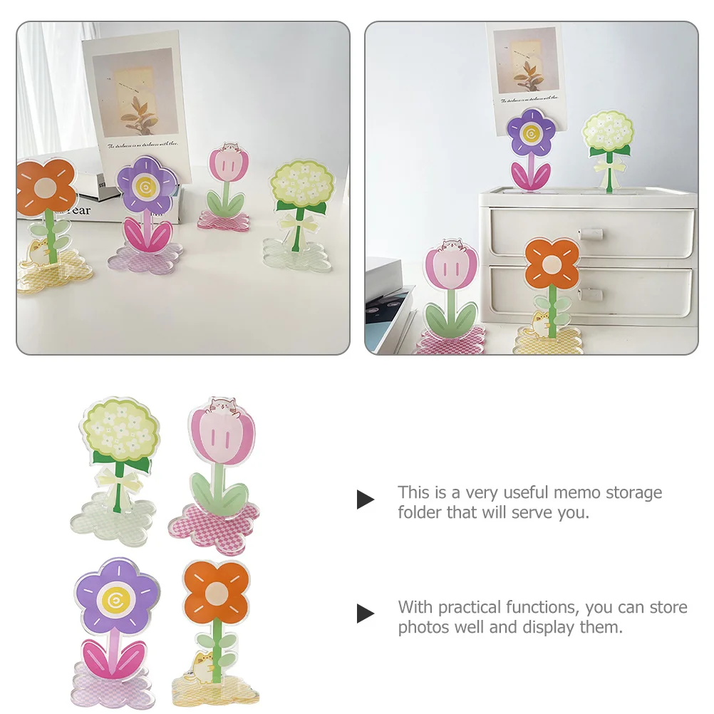 4 قطع من مشابك الصور المصنوعة من الأكريليك متعددة الأغراض بتصميم حيوي وحاملي ملاحظات لسطح المكتب وبطاقات العمل وتزيين الطاولة