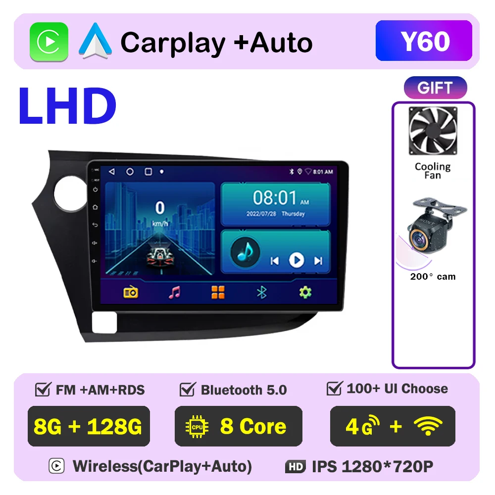 Autoradio Android Navigatie Voor Honda Insight 2009 2010 2011-2014 Multimedia Video Player Head Unit Geen 2din DVD QLED scherm - afbeelding 1