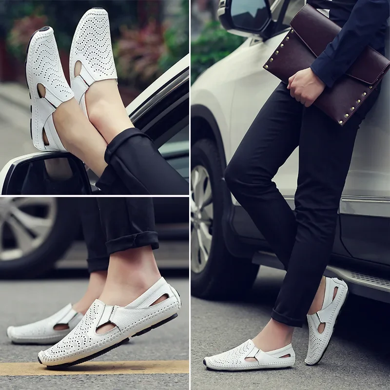 2023 Fashion Moccasins for Men Loafers Summer Walking Breathable Casual Shoes Men Hook&loop Driving Boats Men Shoes Flats