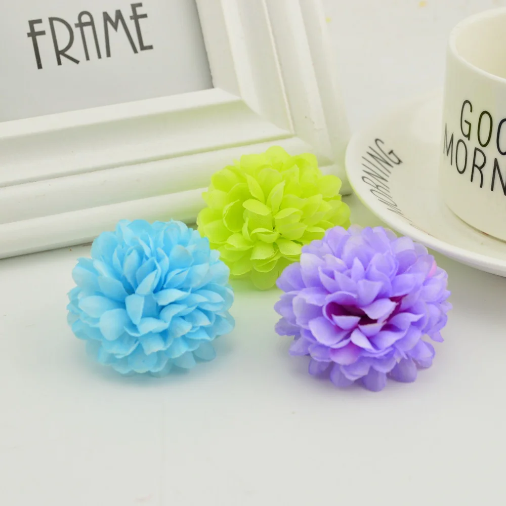 200pcs 5CM Silk Chrysanthemum Artificial Flowers Cheap Heads Home Wedding Decoration Wall Wreath for Christmas Garden Door