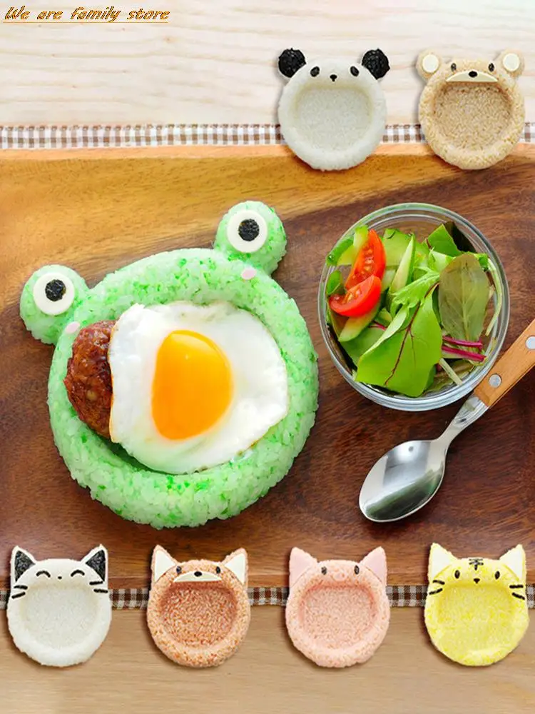 5Pcs Big Mouth Cat Rice Ball Mould Set Cute Cartoon Kids Bento Sushi Nori Rice DIY Mould Creative Kitchen Tools Accessories