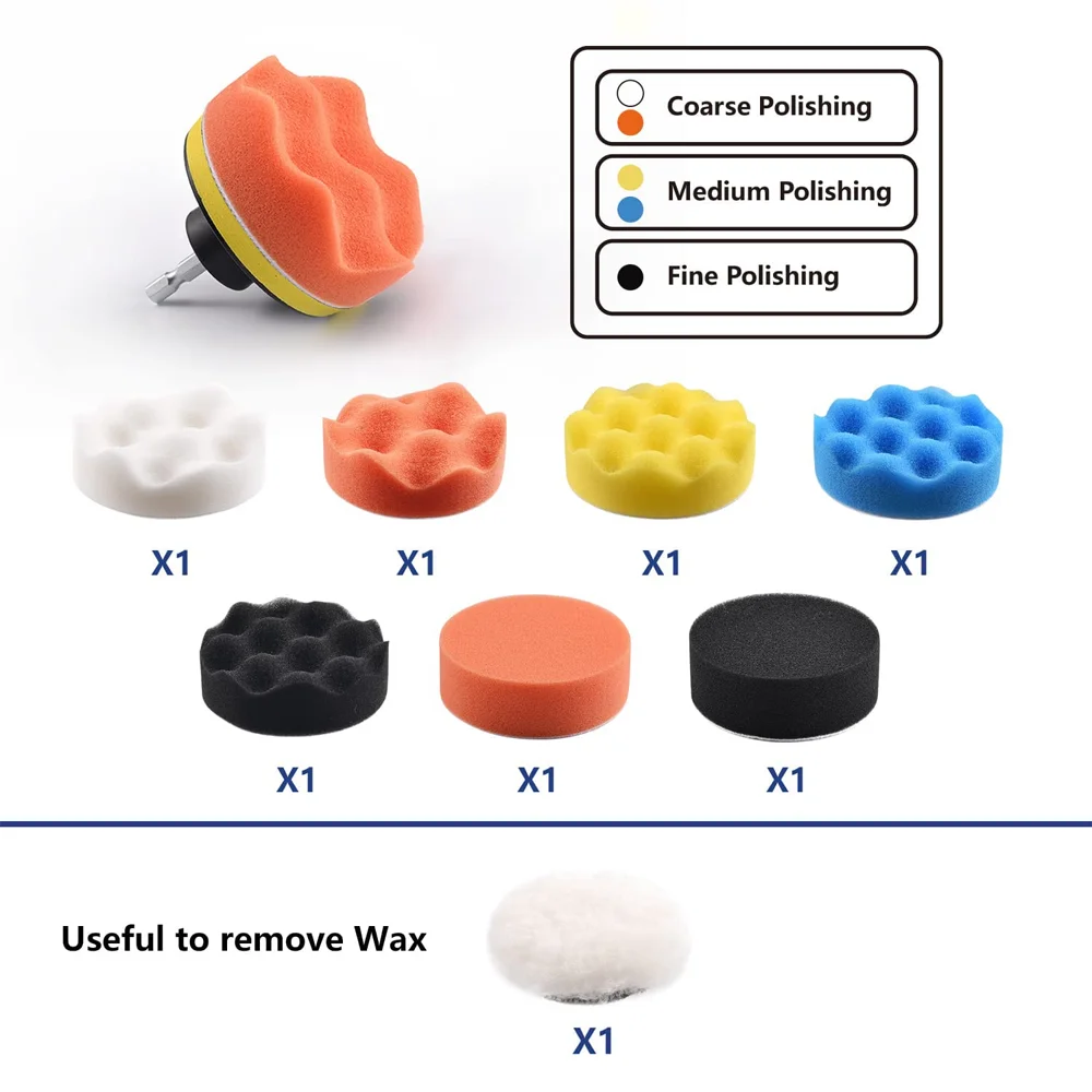 3 Inch Drill Polishing Set 76 Pcs with Waterproof Sanding Discs Eraser Wheel Assorted 240-1000 Grits Sandpaper for Cleaning