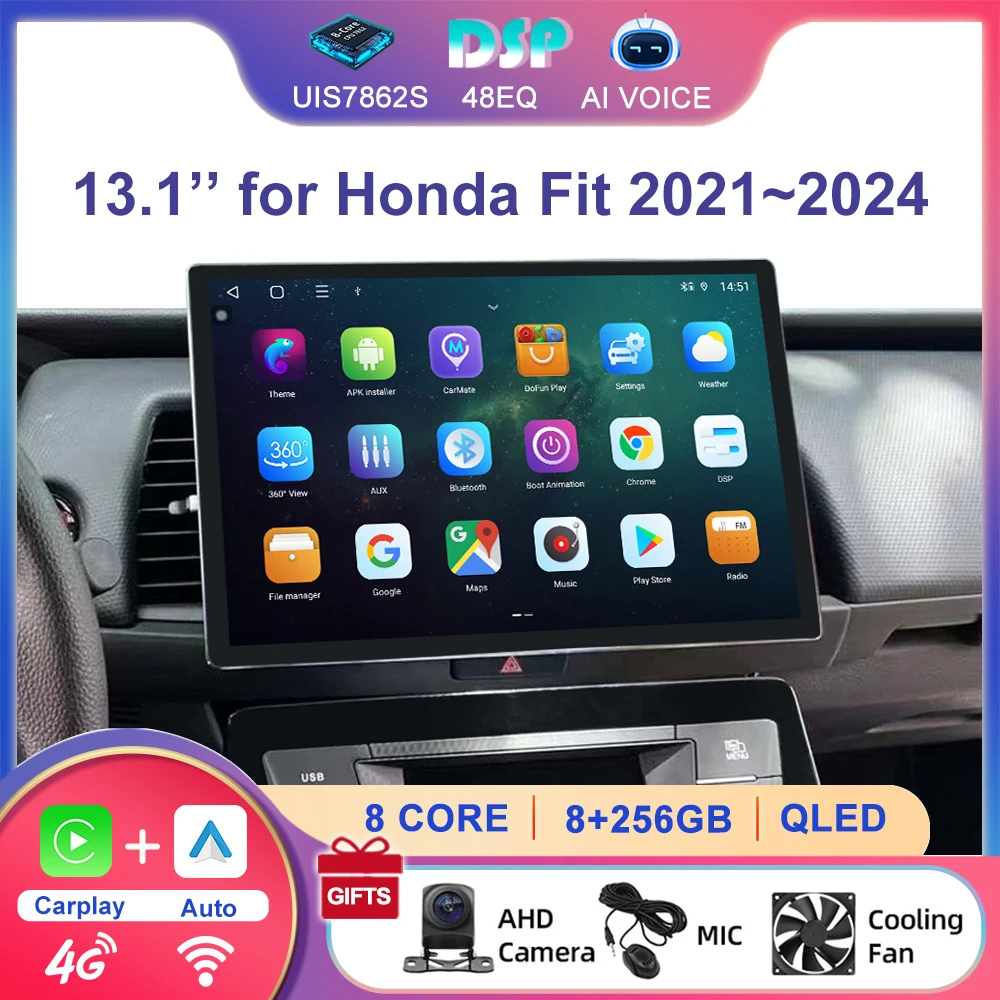 

Android 13 8 Core 8+256GB 2K Screen Car Radio Intelligent Navigation for Honda Fit 2021~2024 GPS 4G LTE WIFI Wireless CarPlay