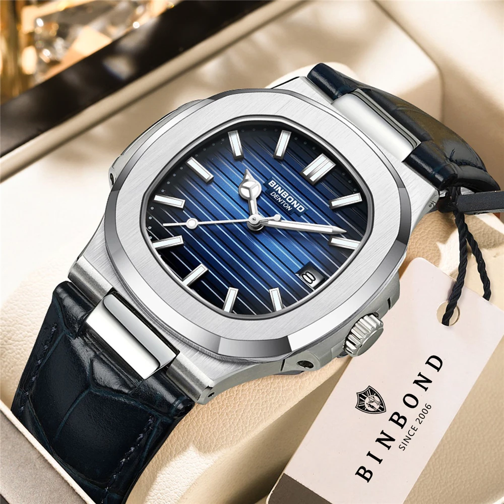 

New Sapphire Fashion Quartz Wristwatches Casual Leather Clock Men Luxury Watch Automatic Watches Mens Gifts For Man Reloj Hombre