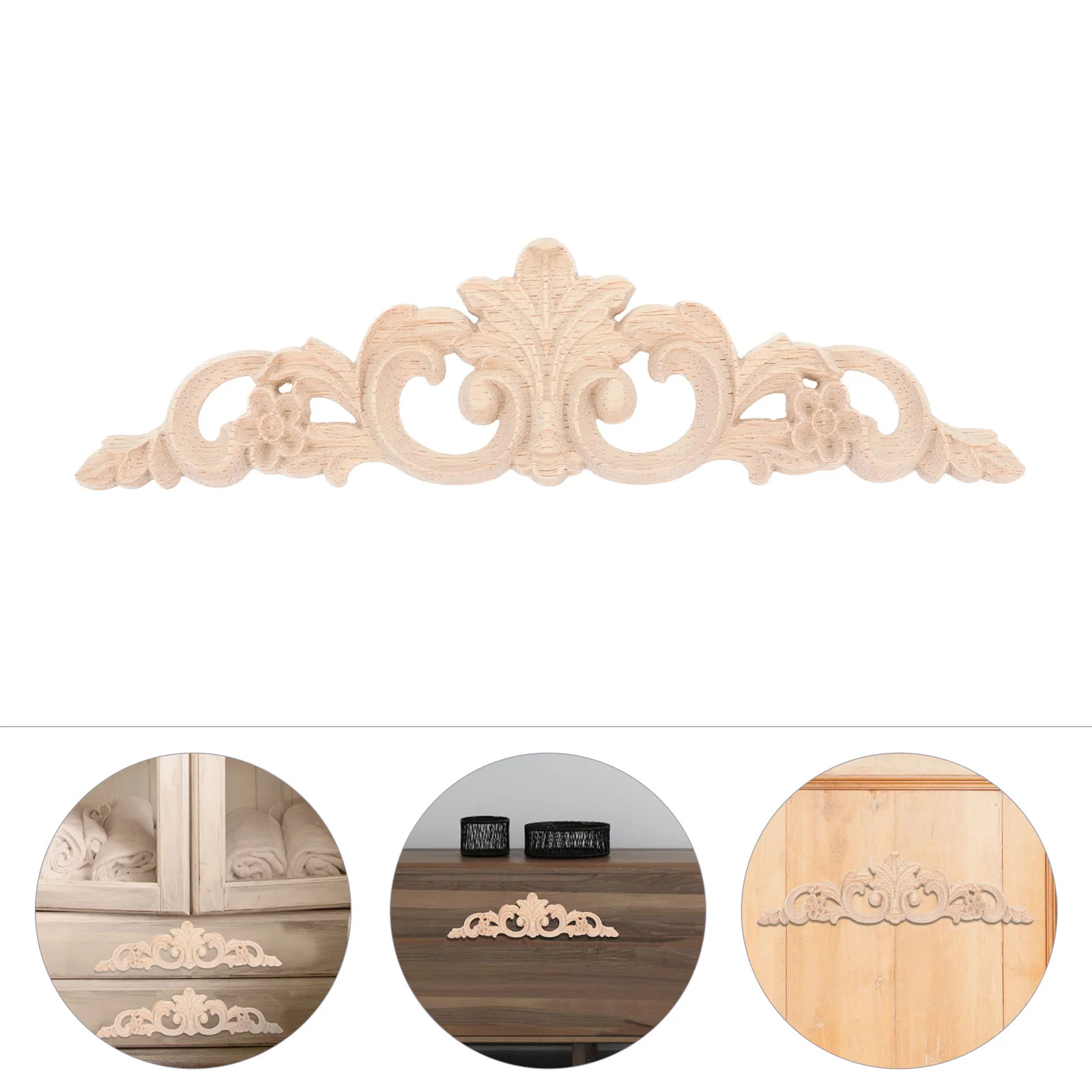 6 Pcs Furniture Decals Bed Decoration Applique Wood Trim Accessories Onlay Decorate Wooden Flower Stickers Door