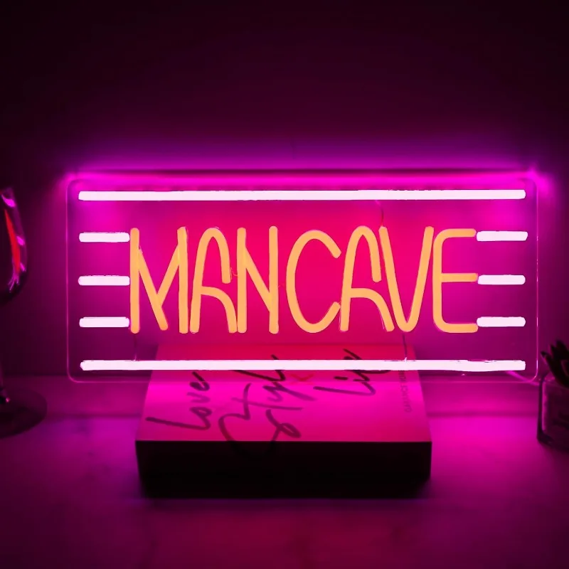 Man Cave Neon, Dimmable LED Neon Wall Light, USB-powered, Suitable for Bedroom Living Room Games Room Family Boy Birthday Gift