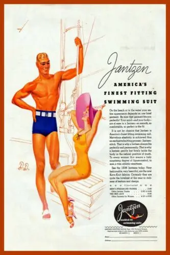 Jaztan Swimsuits Advert retro style metal wall sign plaque, sailing, holiday sun sign