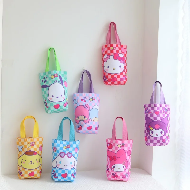 

Cartoon Mini Sanrio Water Cup Canvas Bag Cute KT Kuromi Umbrella Water Bottle Storage Bag Environmental Protection Bag Handbag