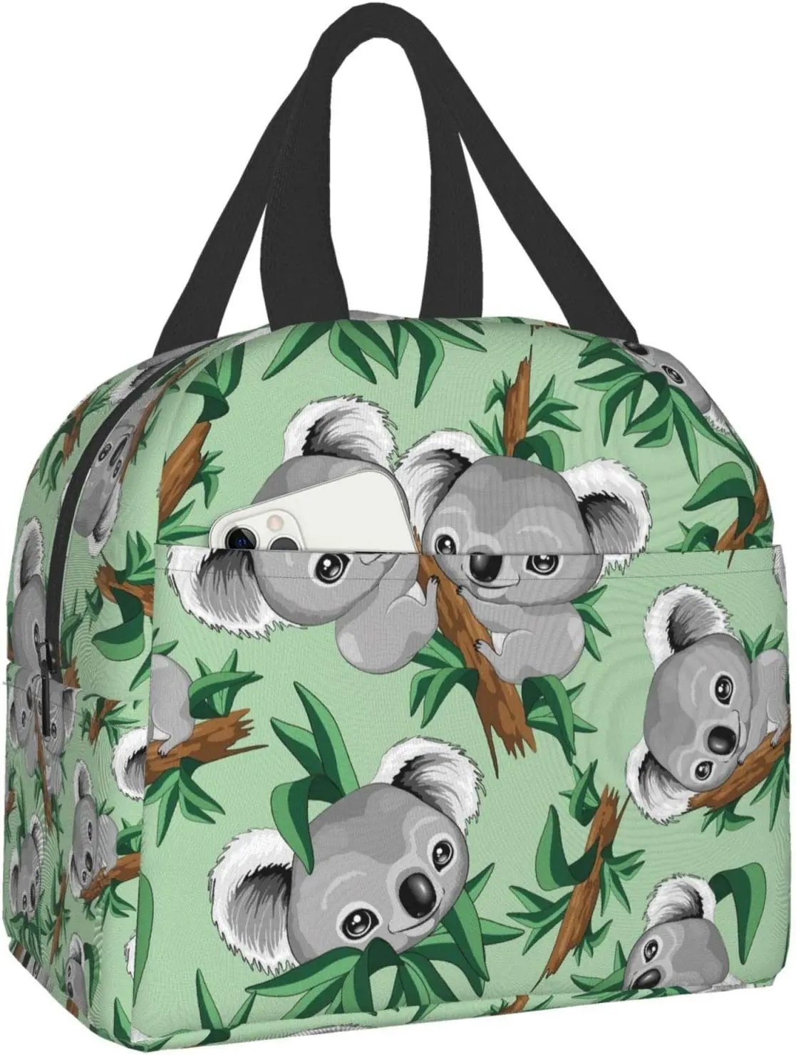 Bonito koala almoço saco compacto tote saco reutilizável almoço caixa recipiente para homens escola trabalho de escritório