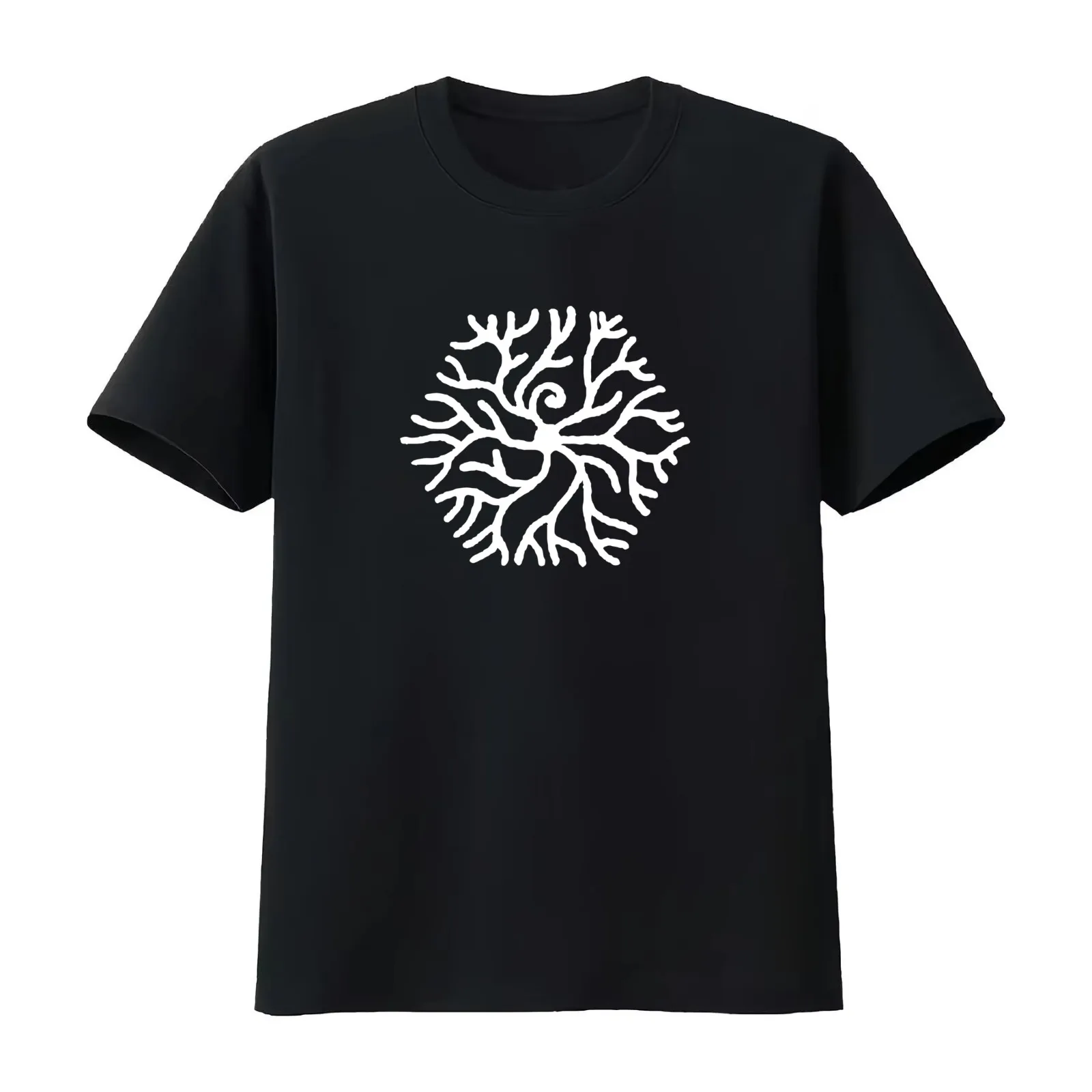 Hexagon Fractal T-Shirt Summer Casual Cotton Tee Oversized Streetwear Tops Vintage Graphic Print Loose Fit Short Sleeve