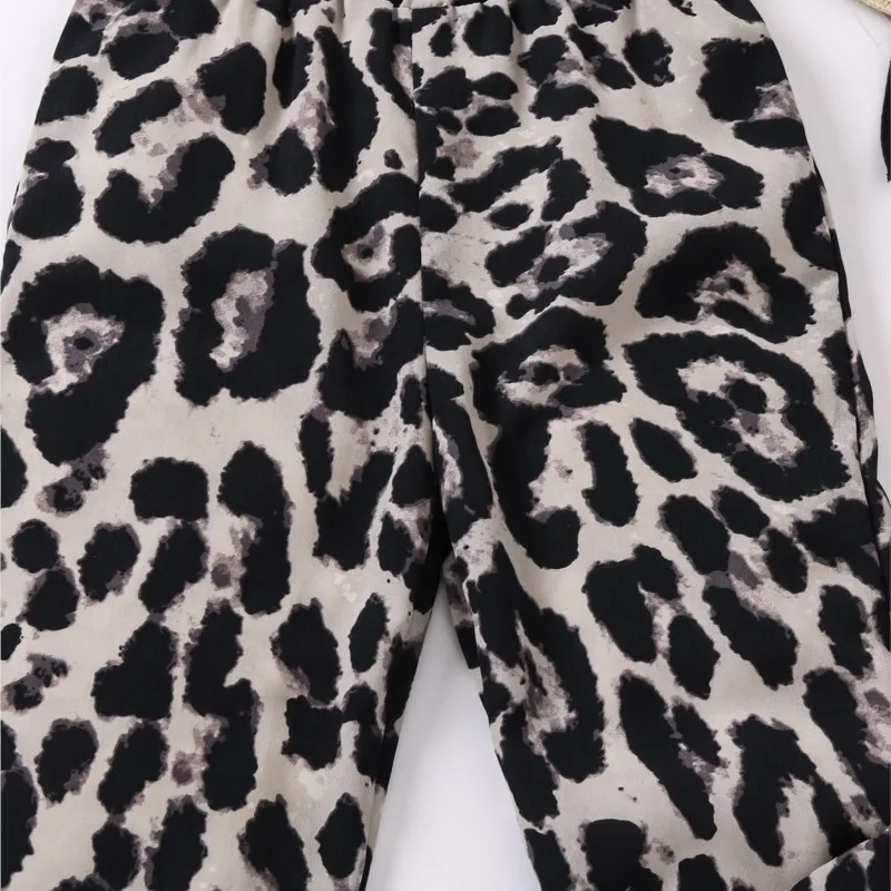 Moda neonata gamba larga stampa leopardo pantalone estate primavera autunno bambino bambino pantaloni svasati vestiti per bambini traspiranti 4-7Y