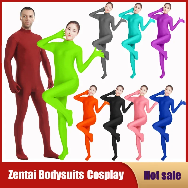 Unisex Skin Tight Jumpsuit New Kid Adult Zentai Suit Custome Zipper One Piece Turtleneck Bodysuit Dancewear For Women And Men