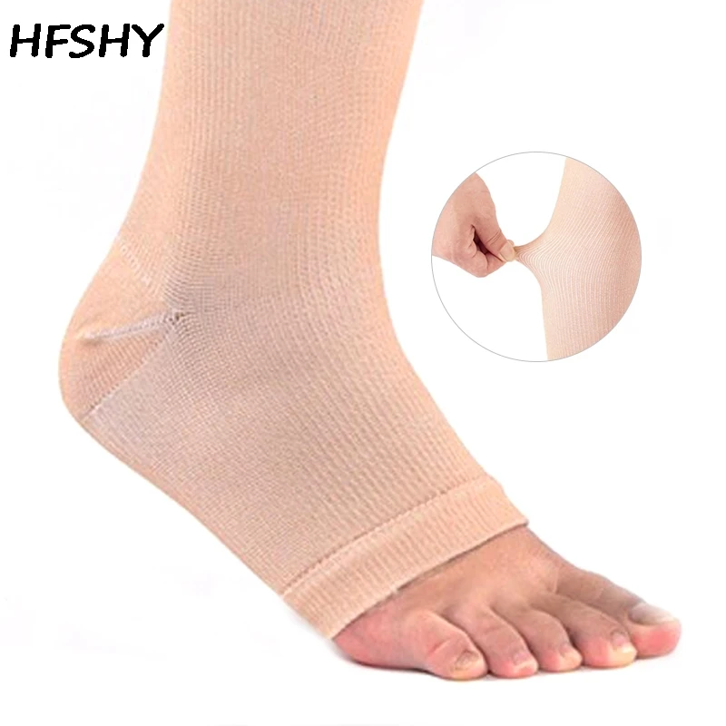 1 paio di vene Varicose calza Open Toe calze a compressione mediche alte al ginocchio Unisex compressione Brace Wrap Shaping 18-21mm