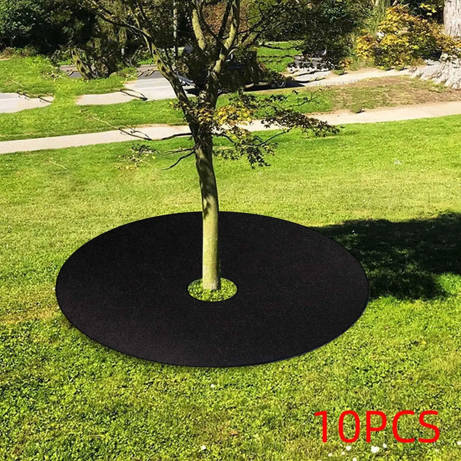 

10 Pieces Tree Mulch Rings for Weed Control Landscape Growth Resistant 24 inch to Prevent Animals from Digging Round Non Woven