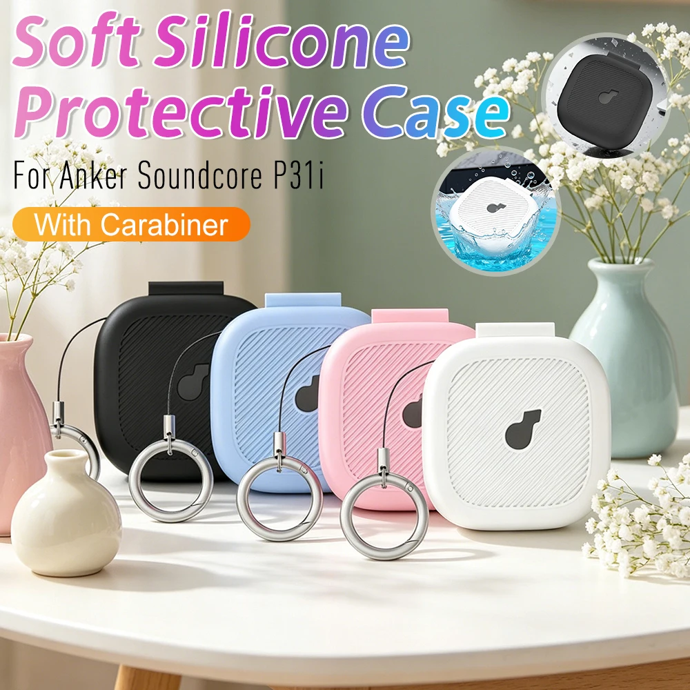 Für Anker Soundcore P31i Kopfhörer-Ladebox, weiche Silikonhülle, Schutzhülle, stoßfeste Hülle, Hauthülle mit Karabiner