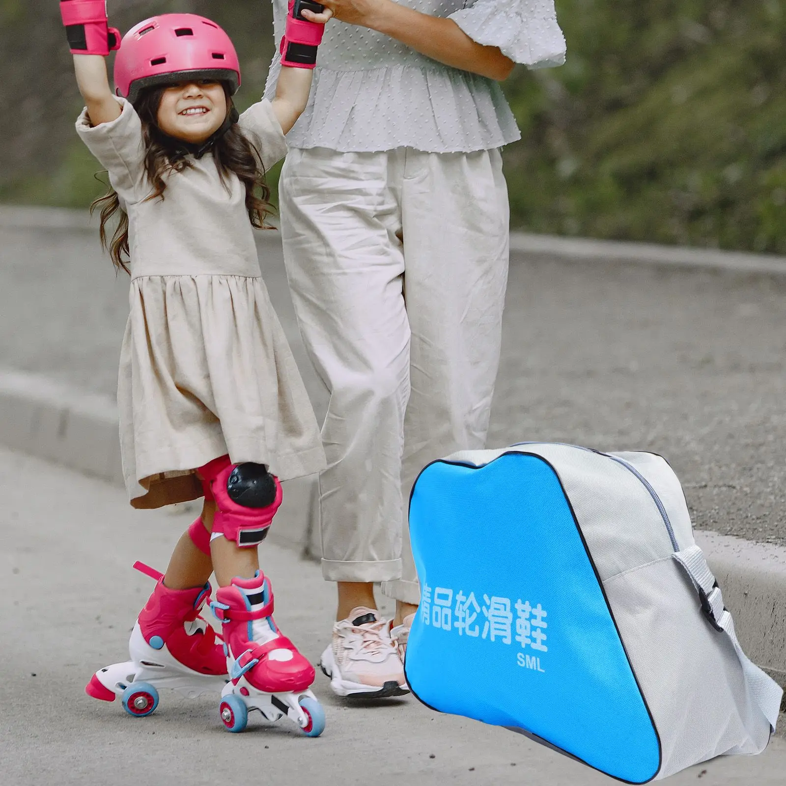 Rollschuhe Tasche Blau Farbe Oxford Tuch Dicke Material Skate Lagerung Beutel Handheld Für Rucksack Lange Zeit Verwenden