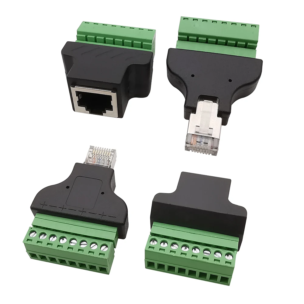 

1Pcs RJ45 to Screw Terminal Block 8P Connector Ethernet Male Female to 8 pin Screw Terminal Network Adapter for CCTV DVR
