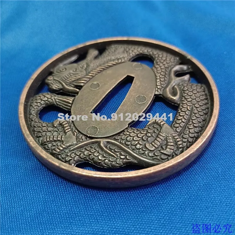 Nice Alloy Guard Tsuba W Dragon For Japanese Sword Samurai Wakizashi Katana Knife Japan