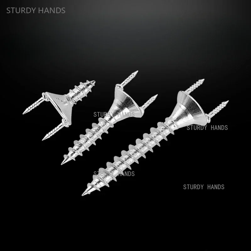 100PCS Stainless Steel Skirting Line Nails Double Headed Y-shaped Seamless Screws Woodworking Specific Sheep Horn Nails