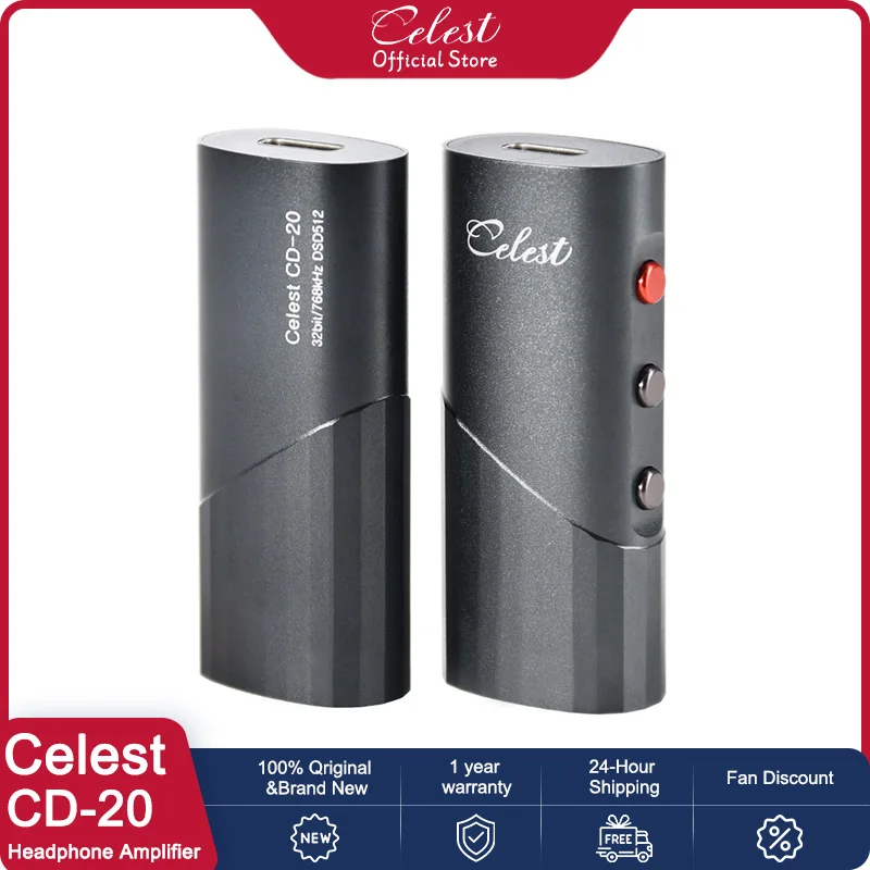 Kinera Celest CD-20 USB C타입 to 디코딩 DAC 앰프 헤드폰 어댑터 칩 컨버터, HiFi 음악 이어폰용, 3.5mm + 4.4mm