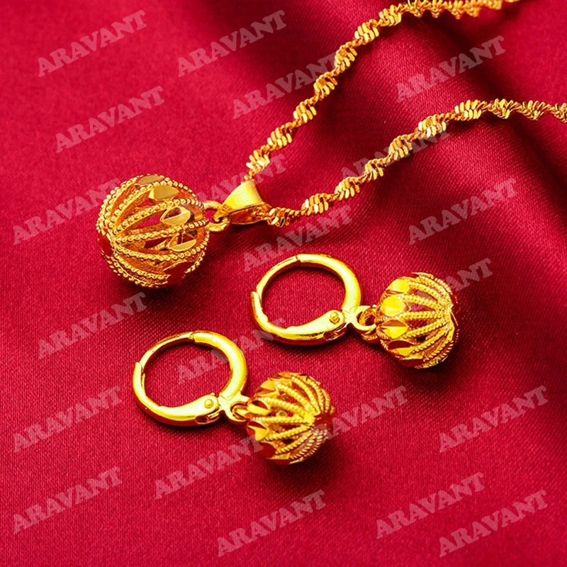 

Aravant свадебные комплекты ювелирных изделий, серебро 925 пробы, золото 18 карат, фонарь, витые ожерелья, комплект серег для женщин