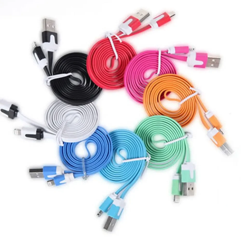 Kabel danych 3M kolorowy mikro ołów płaski makaron synchronizacja danych szybki kabel ładowarki ładowanie Usb wstążka kabel do androida #275426