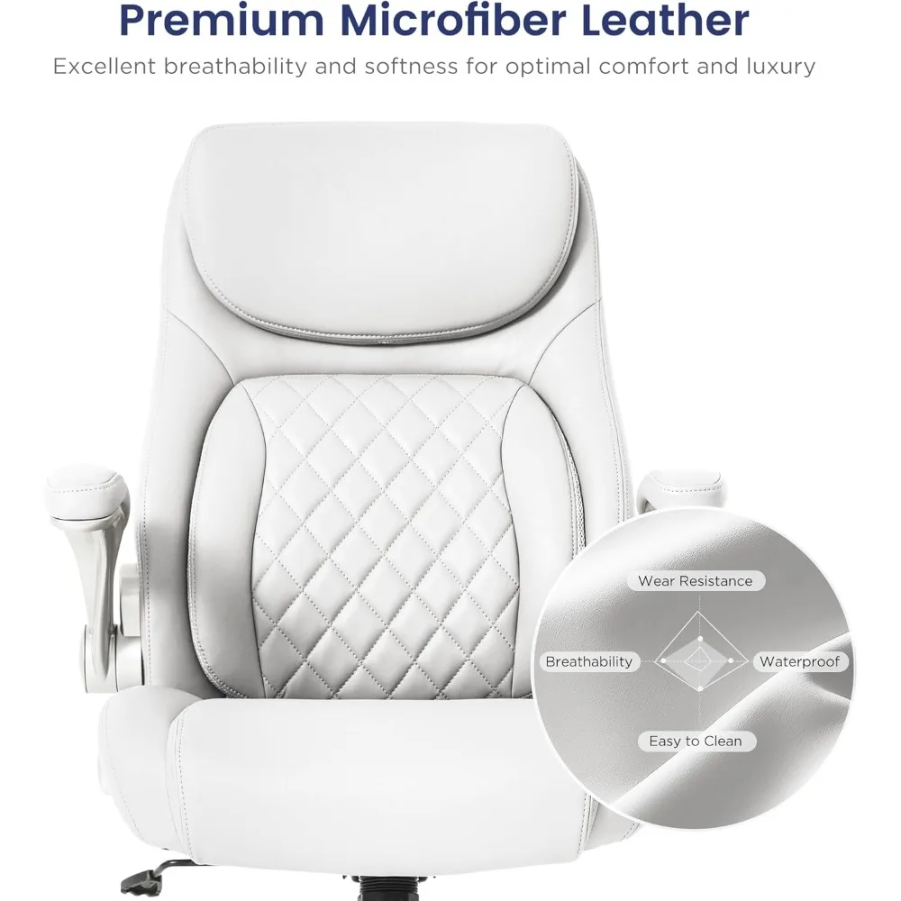كرسي مكتب مريح مصنوع من الجلد المصنوع من الألياف الدقيقة الفاخر ودعم قطني قابل للتعديل ومساند للذراعين، كراسي ألعاب مكتبية مريحة عالية الظهر