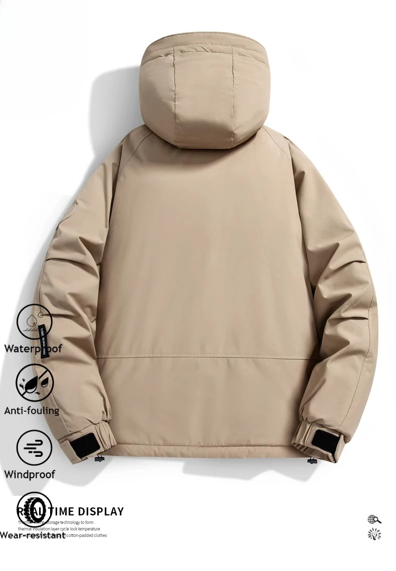 

Men's Graphene Winter Jacket Lined Thick Warm Coat Waterproof Windbreaker Multi-Pocket Workwear Hiking Camping Outdoor Jackets