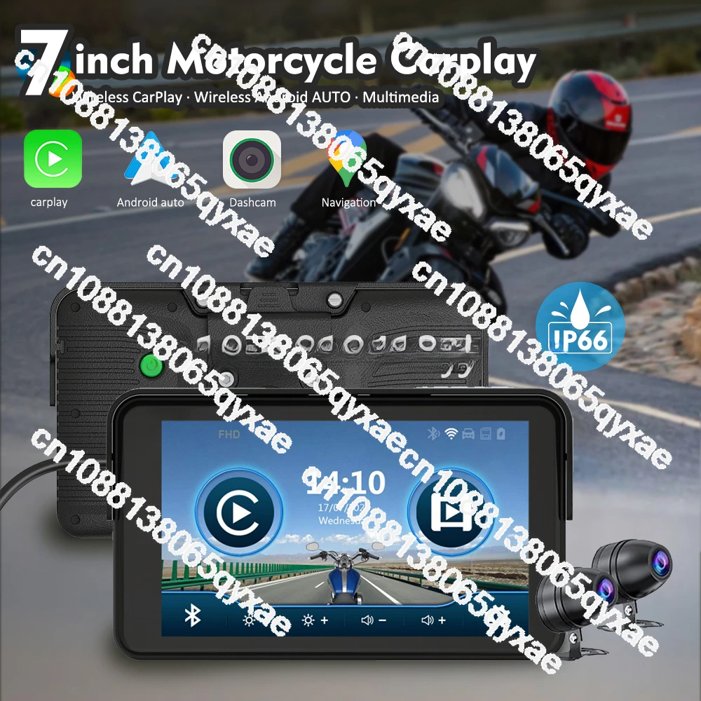 7 Inch Motorcycle Carplay & Android Auto GPS Navigation and Motorcycle DVR Video Recorder with Two HD Cameras  Karadar MT7001