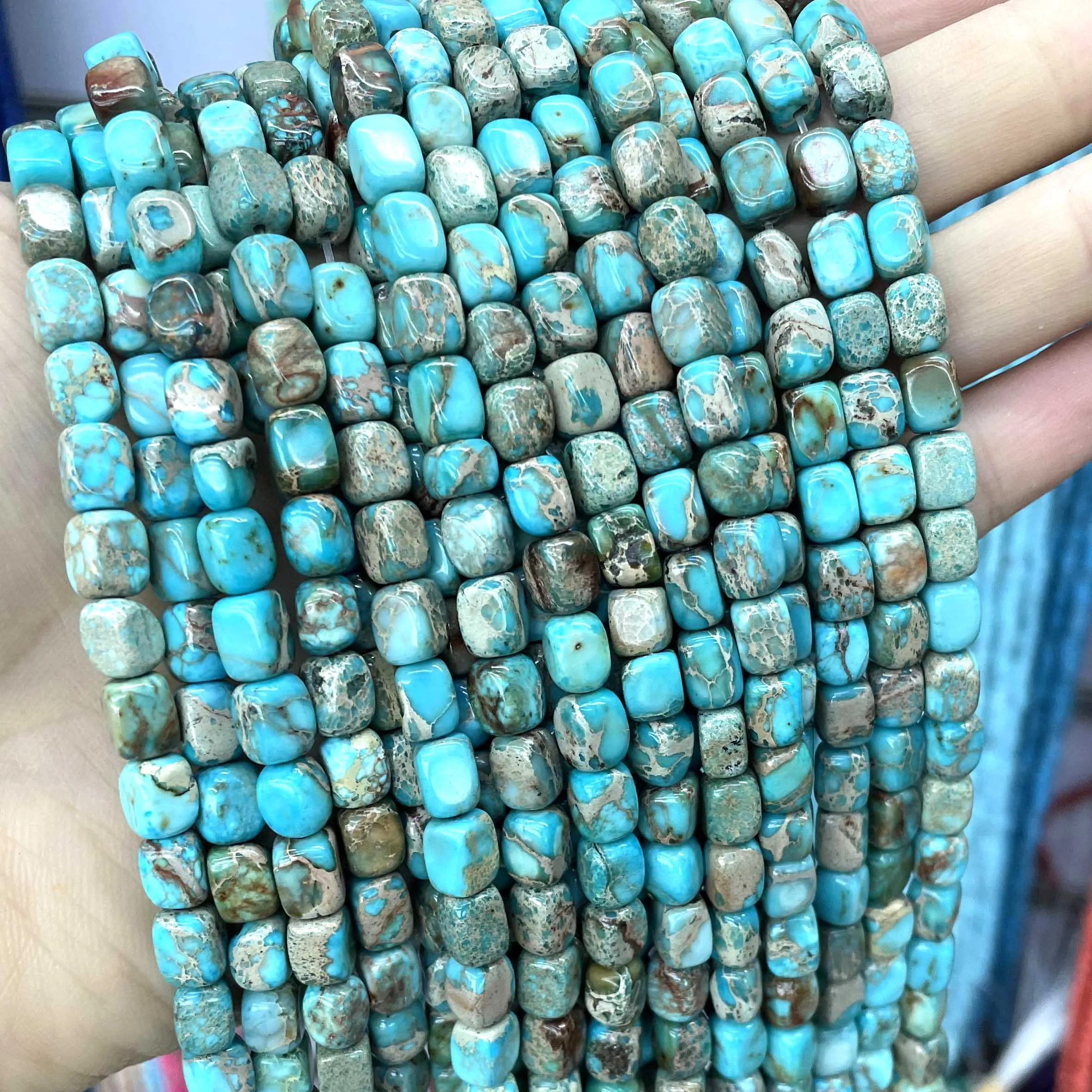 5-7 MM Natural Sea Sediment Stone Cube Loose Spacer Beads For Jewelry  Making DIY Bracelet Necklace Earring Accessories