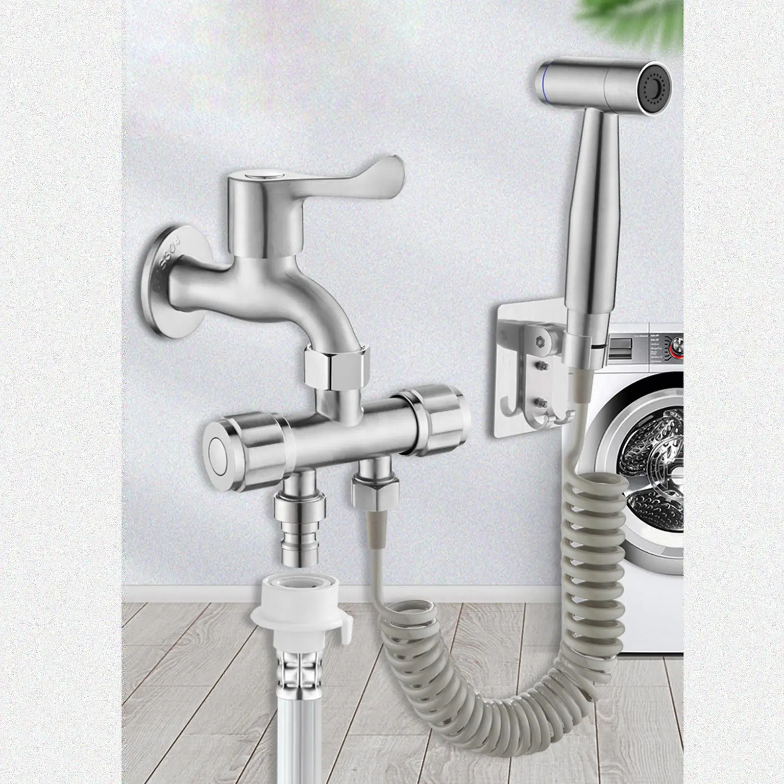 

Premium Stainless Steel Faucet Diverter 2 Way Valve Connector for Kitchen Sink Bathroom Bibcock Flexible Pipe