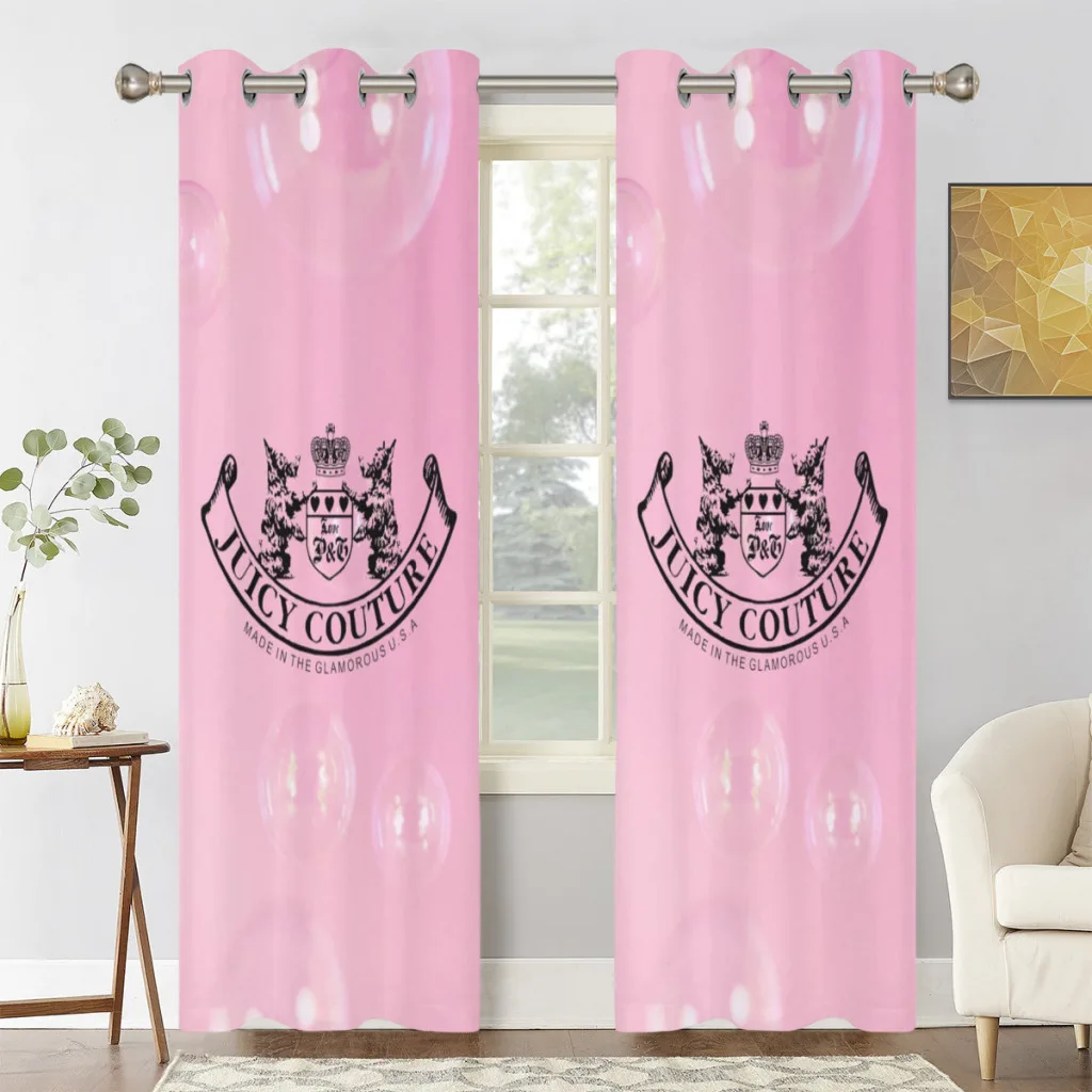 Hot-Sale-Like-Juicy-Couture-Style 2 PC Blackout Windows Curtain  for Living Room Bedroom Bathroom Curtains