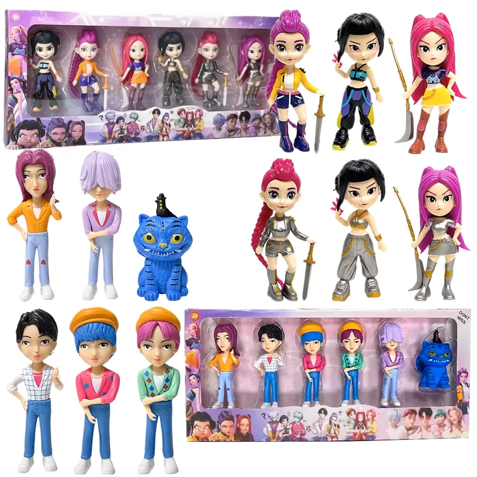 Anime kpop demônio caçadores figura modelo brinquedo dos desenhos animados periféricos de jogos mesa decoração coleção figuras modelo brinquedo para o presente do miúdo