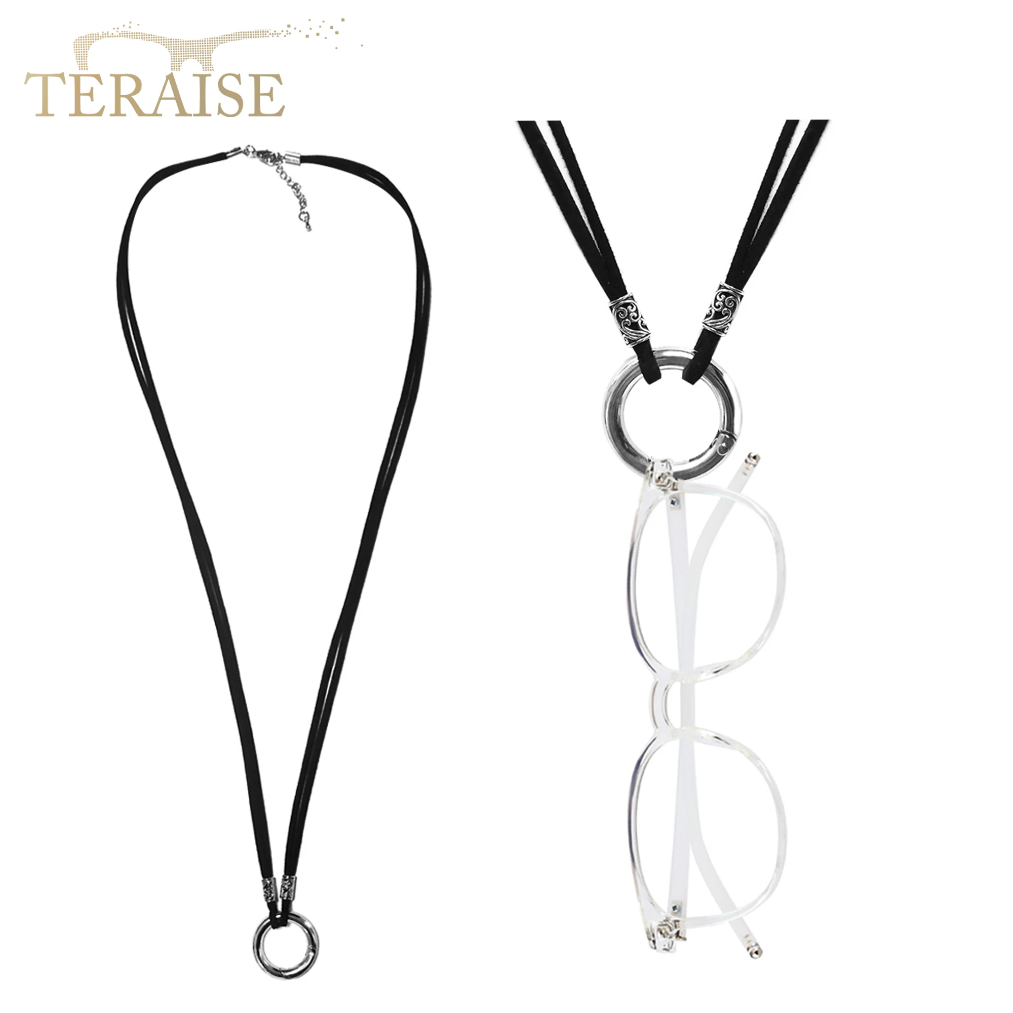 

TERAISE Glasses Holder Brooch Classic Fashion Metal Ring Sunglasses Necklace Simple Design Brooch Jewelry