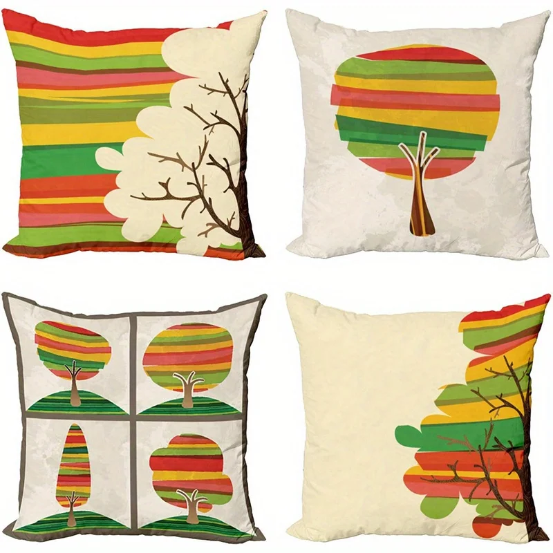 

Home Decor Colorful Striped Tree Pattern Throw Pillow Covers Pattern Cushion Cover Suitable for Sofa Bedroom