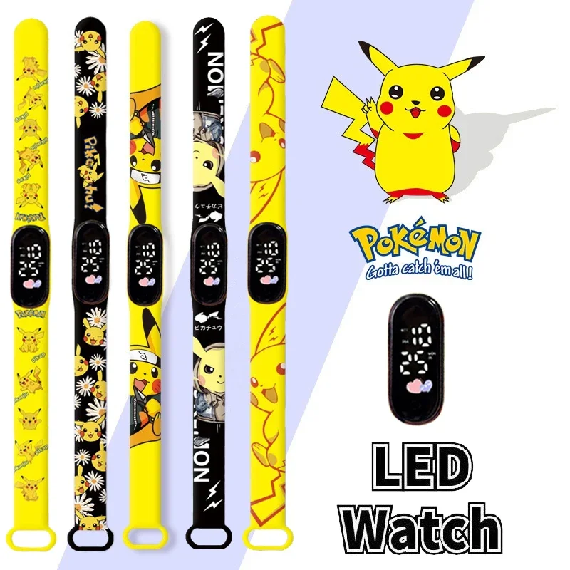 Pokémon Digital Watch for Kids, Silicone LED Watch, Puzzle Toys, Presentes para Crianças, Anime, Pikachu, Squirtle, Eevee, Charizard, Estudante, Novo