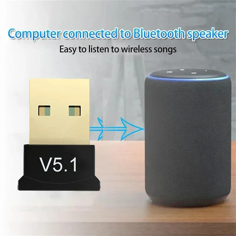 KEBIDUMEI USB Bluetooth 5.1 Dongle Adapter Wireless Transmit Receiver for PC Laptop Mouse Keyboard Tablet Printer Game Speaker