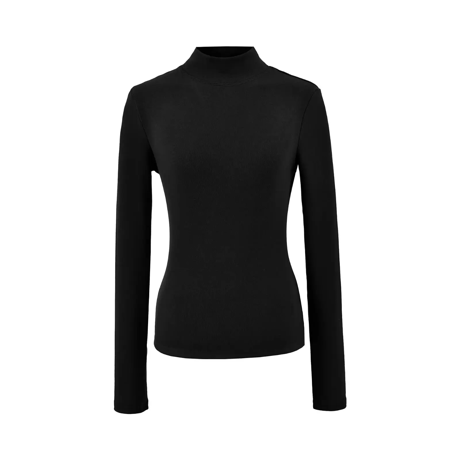 T-shirt lunga da donna Sve Double-face Fce High Ne Slim Fit Strato base irt Casual Sle Autunno Inverno Faion