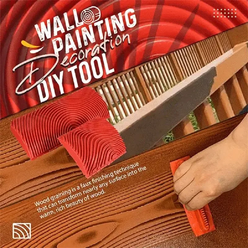 Wood Grain Tool Pattern Wall Painting Decoration DIY Tool Wood Graining Painting Roller Tool Texture Pattern 1 pack