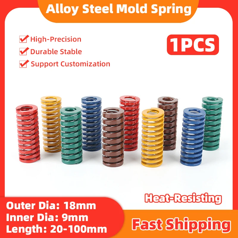 

Obelix 1PCS Press Compression Die Spring Spiral Stamping Rectangular Springs Outer Dia=18mm Inner Diameter 9mm Length 20-100mm