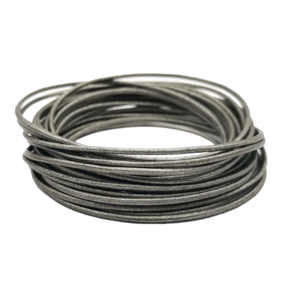 Metallic Gray 5 Yards 2mm Leather Strap 2.0mm Diameter Genuine Leather Cord Bracelet Necklace Making