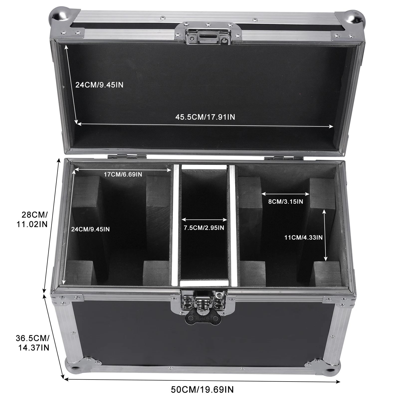 DayFlicker Airline Case Heavy-duty Gator Case with Built in Wheels and Retractable Tow Handle For 2 Pcs Moving Head Light