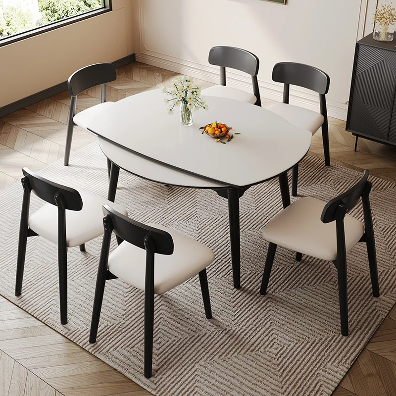 

Nordic Design Dining Tables Extendable Kitchen Modern Round Dining Tables Coffee Luxury Mesas Comedor Home Furniture SR50DT