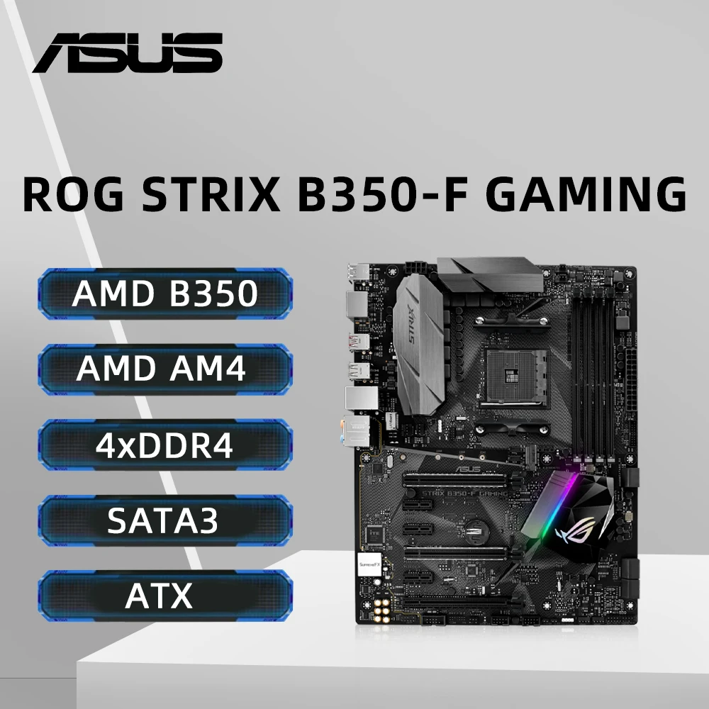 ASUS STRIX B350-F GAMING Motherboard Support Ryzen 5 5500 5600G R7 5700X 5800X3D R9 5900 5950X CPU DDR4 3200MHz NVME M.2 USB 3.1