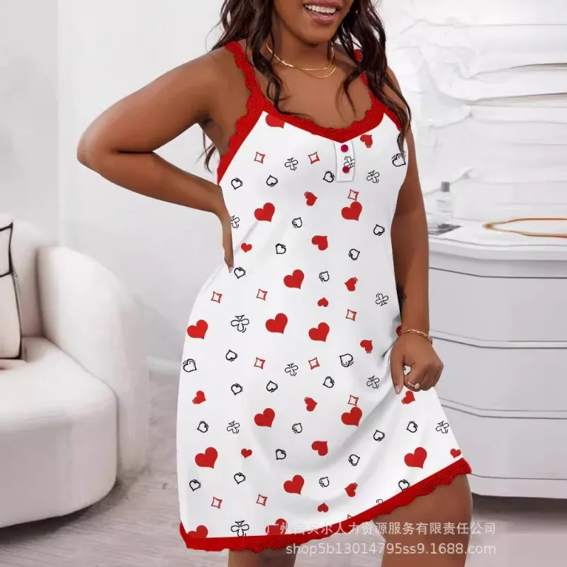 2024 Spring Summer New Women\'s Clothing Spaghetti-Strap Floral Print Casual Nightdress Sexy